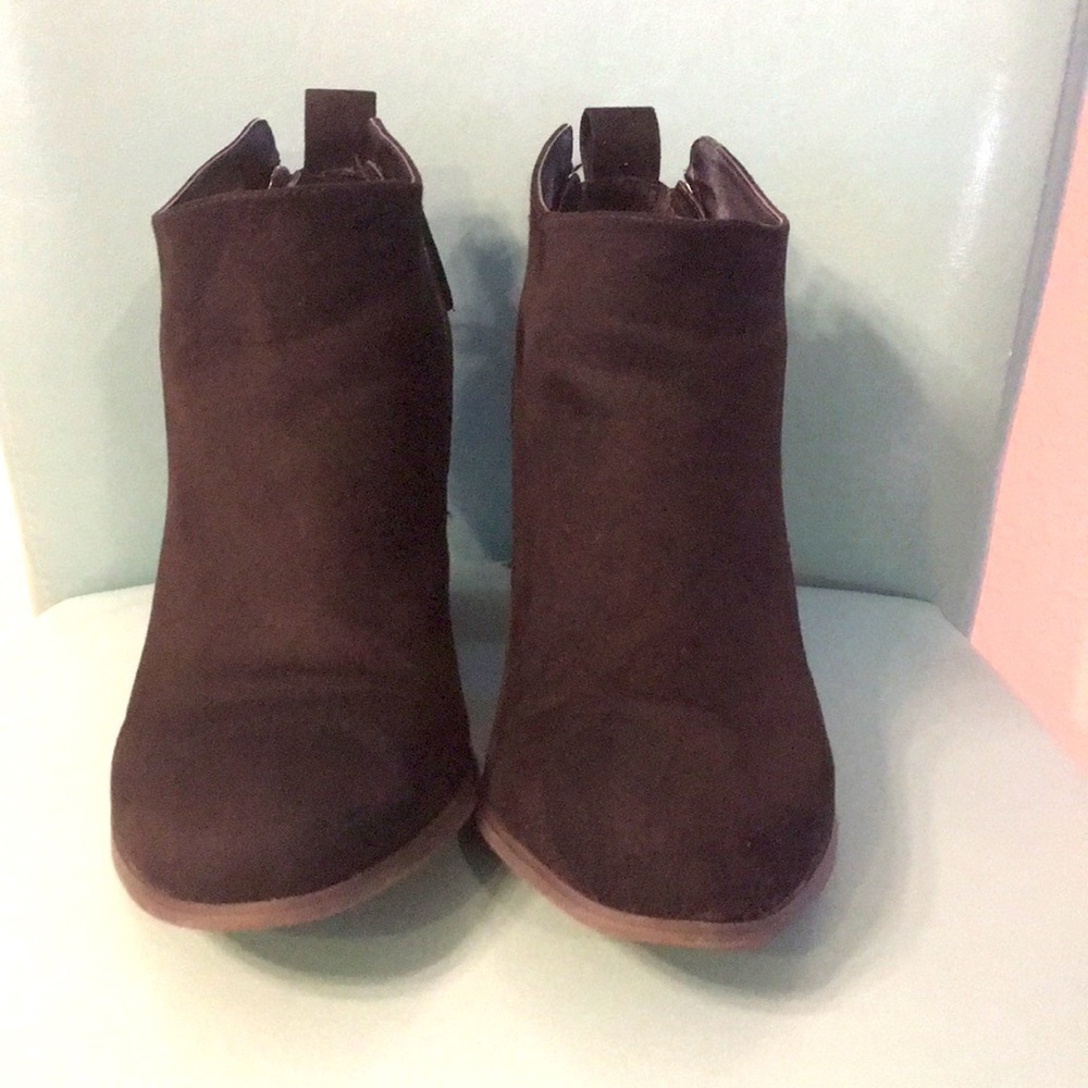 Black Torrid Zipper booties with BRN block heel